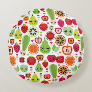 fruit kids illustration apple round cushion
