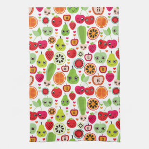 fruit kids illustration apple tea towel