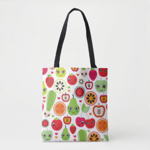 fruit kids illustration apple tote bag