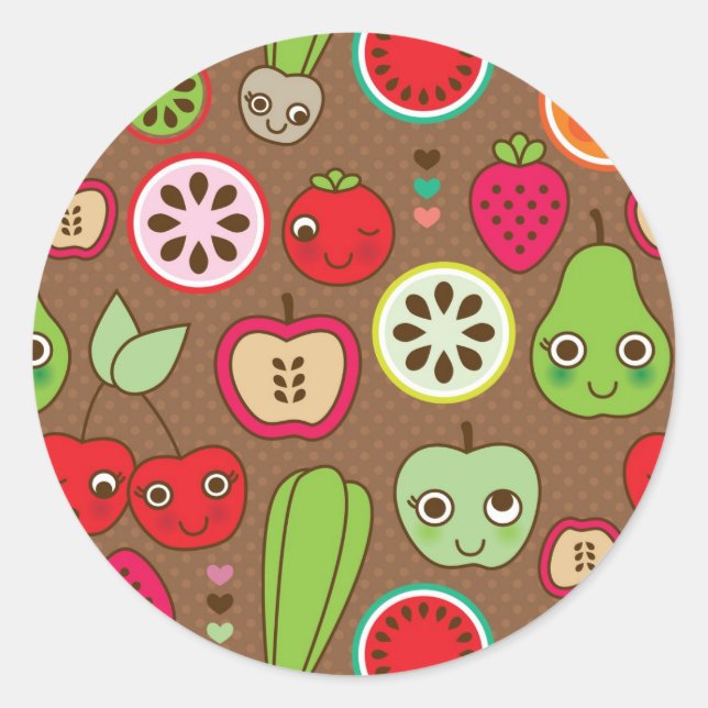 Fruit Kitchen Pattern Classic Round Sticker (Front)