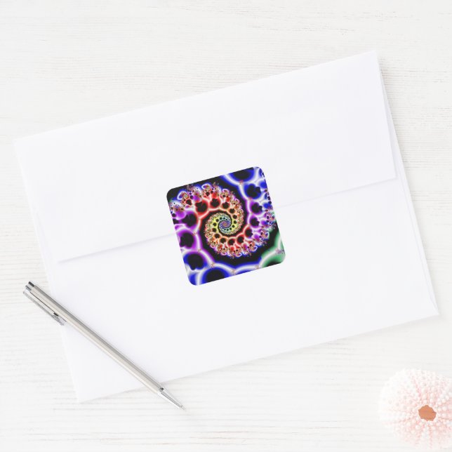 Fruit Loops | Rainbow Fractal Art Square Sticker (Envelope)
