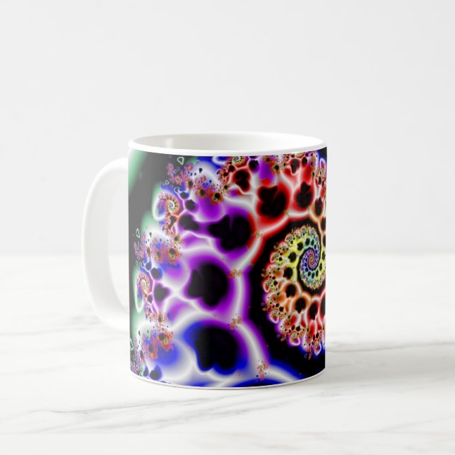Fruit Loops | Rainbow Fractal Art Wrap Coffee Mug (Front Left)