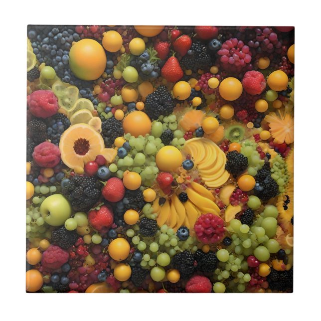 Fruit Lovers Delight Colorful Fruit Platter, Ceramic Tile (Front)