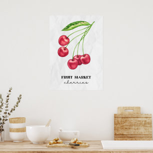 Fruit Market Cherries Poster
