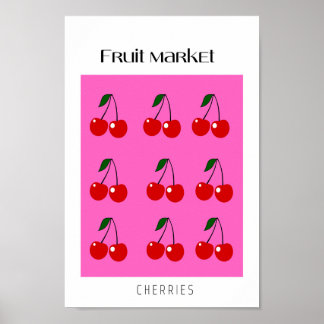 Fruit Market Cherries Poster