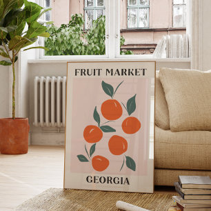 Fruit Market Georgia Orange Peach Food Poster