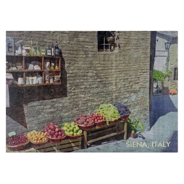 Fruit Market in Quaint Siena, Italy, Streetscape Cutting Board (Front)