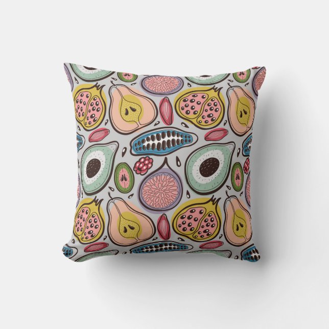 Fruit Medley: Vibrant Seamless Pattern Cushion (Front)