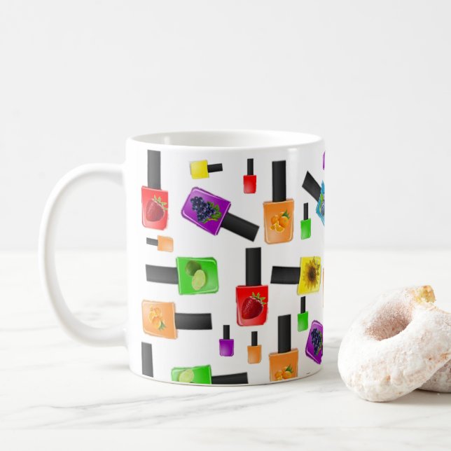 Fruit Nail Polish Colours Mug (With Donut)