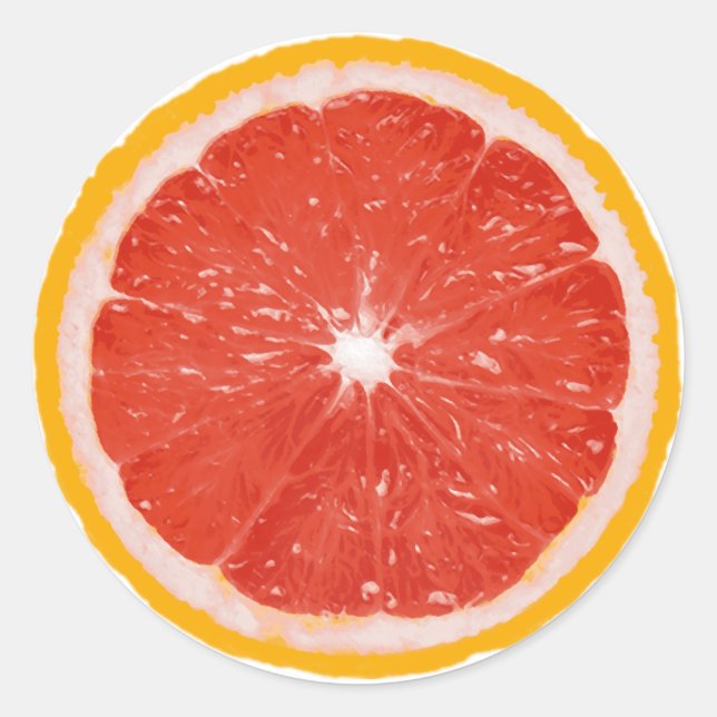 Fruit Note Round Sticker - Grapefruit (Front)