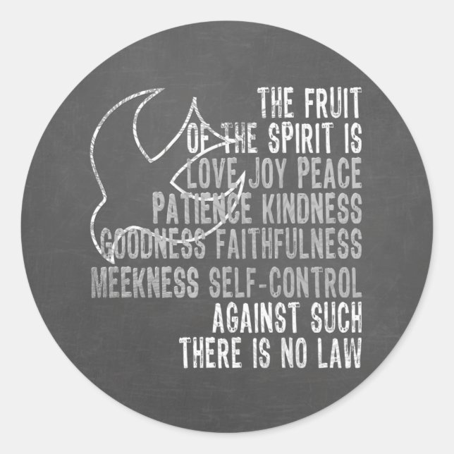 Fruit of the Spirit Chalkboard Look with Dove Classic Round Sticker (Front)