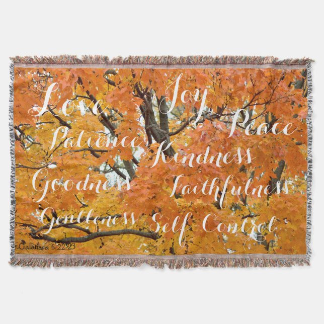 Fruit of the Spirit, Inspirational Christian Fall Throw Blanket (Front)