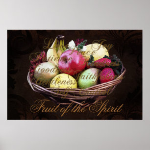 Fruit of the Spirit, Painted Brown Basket Poster