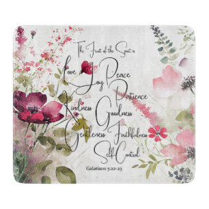 Fruit of the Spirit pink floral Cutting Board