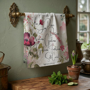 Fruit of the Spirit pink floral Tea Towel