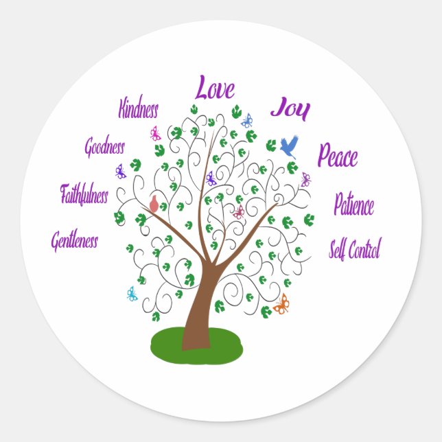 Fruit Of The Spirit Tree Magnet Classic Round Sticker (Front)