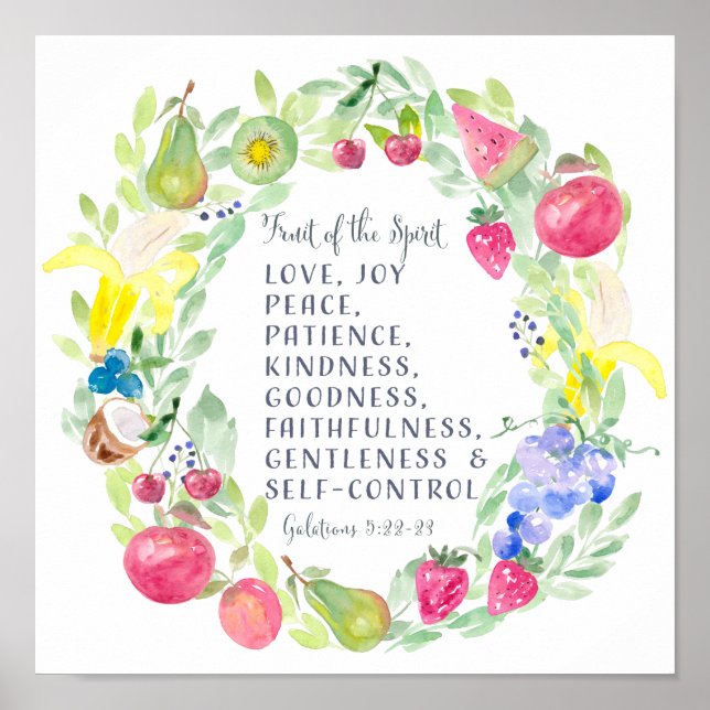 Fruit Of the Spirit Watercolor Artwork Poster (Front)