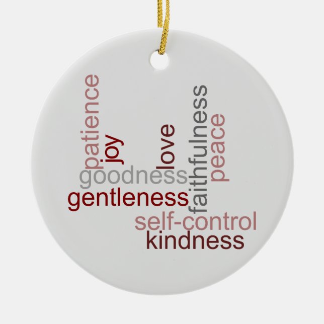 Fruit of the Spirit Word Art Ceramic Ornament (Front)