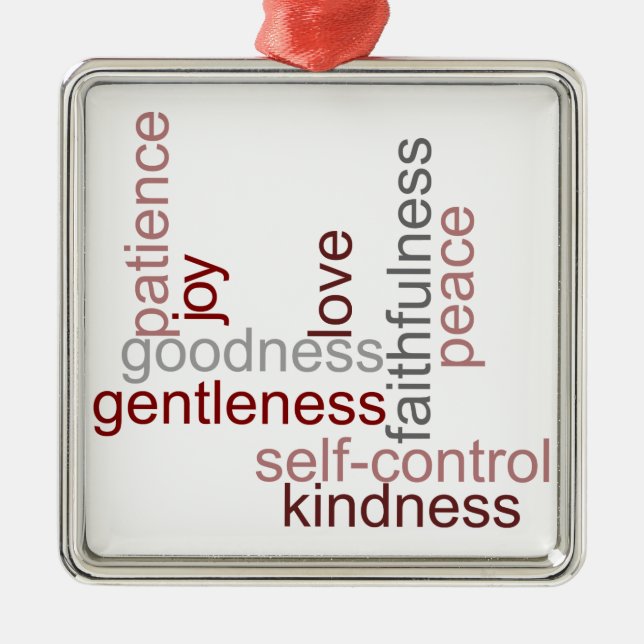 Fruit of the Spirit Word Art Metal Ornament (Front)