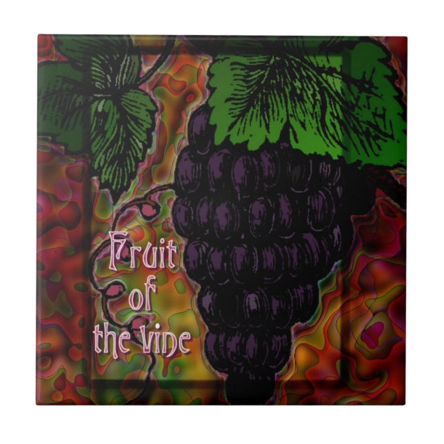 Fruit of the Vine Decorative Ceramic Tile (Front)