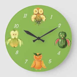Fruit owls large clock