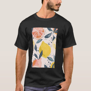 Fruit Pattern Art Lemon Minimalist Watercolor T-Shirt