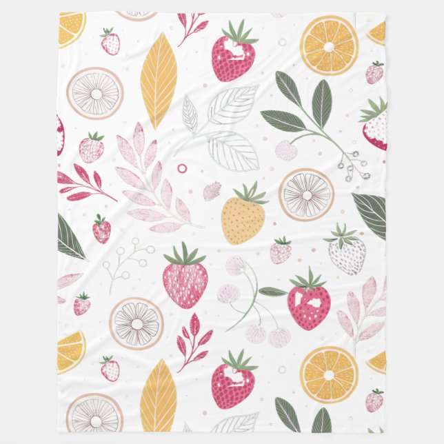Fruit Pattern Large Fleece Blanket – 60"x80" (Front)