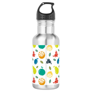 Fruit Pattern, Plum, Orange, Lemon, Pear, Apple 532 Ml Water Bottle