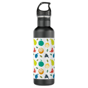 Fruit Pattern, Plum, Orange, Lemon, Pear, Apple 710 Ml Water Bottle