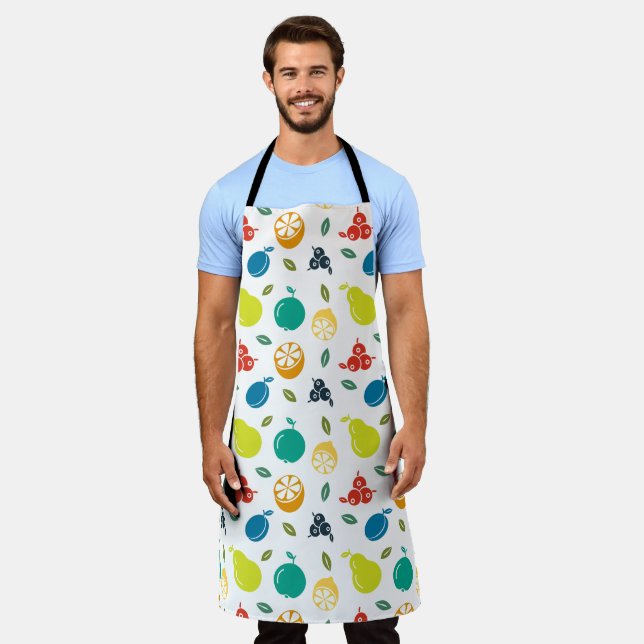 Fruit Pattern, Plum, Orange, Lemon, Pear, Apple Apron (Worn)
