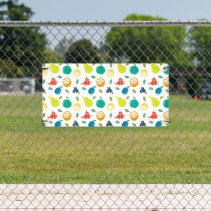Fruit Pattern, Plum, Orange, Lemon, Pear, Apple Banner