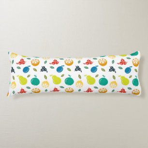 Fruit Pattern, Plum, Orange, Lemon, Pear, Apple Body Cushion