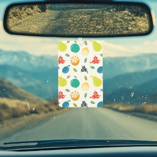 Fruit Pattern, Plum, Orange, Lemon, Pear, Apple Car Air Freshener
