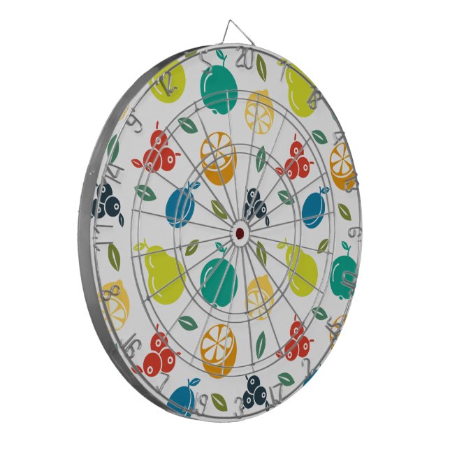 Fruit Pattern, Plum, Orange, Lemon, Pear, Apple Dartboard (Front Left)