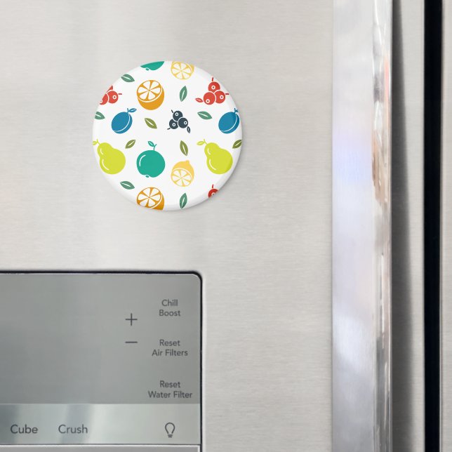 Fruit Pattern, Plum, Orange, Lemon, Pear, Apple Magnet (In Situ (Fridge))