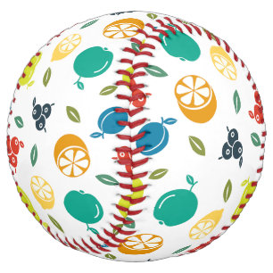 Fruit Pattern, Plum, Orange, Lemon, Pear, Apple Softball
