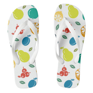 Fruit Pattern, Plum, Orange, Lemon, Pear, Apple Thongs