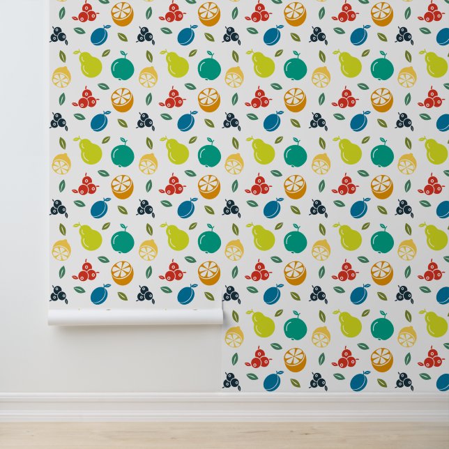 Fruit Pattern, Plum, Orange, Lemon, Pear, Apple Wallpaper (Application)