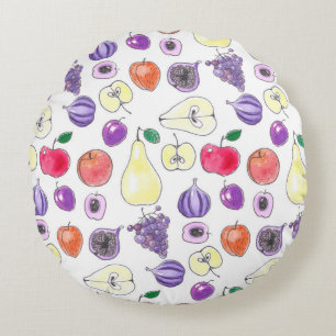 Fruit pattern round cushion