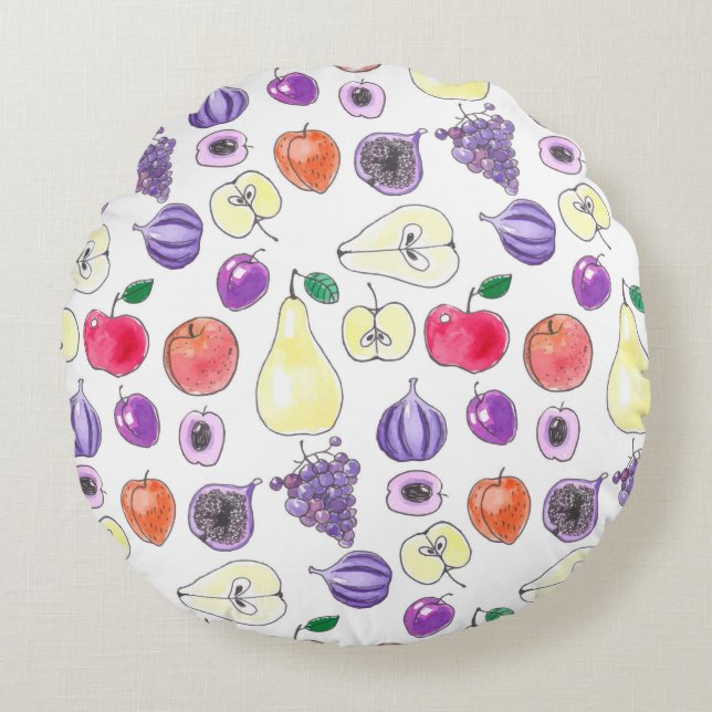 Fruit pattern round cushion (Front)
