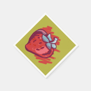 Fruit Pattern Strawberries on gold Party Stuff Napkin