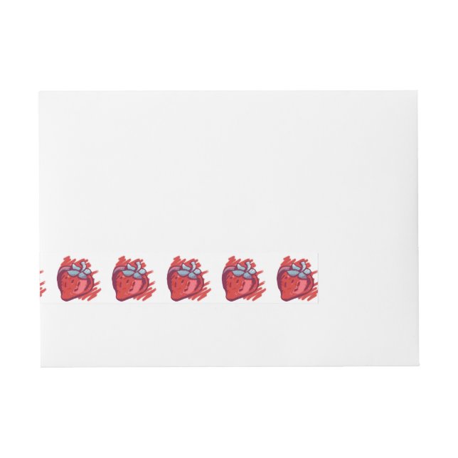 Fruit Pattern Strawberries on gold Party Stuff Wraparound Address Label (Front)