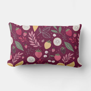 Fruit Pattern Throw Pillow – Deep Plum Botanical C