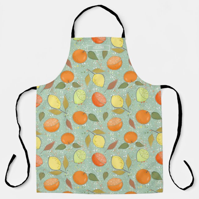 Fruit pattern with lemons, oranges apron (Front)