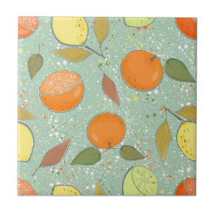Fruit pattern with lemons, oranges ceramic tile