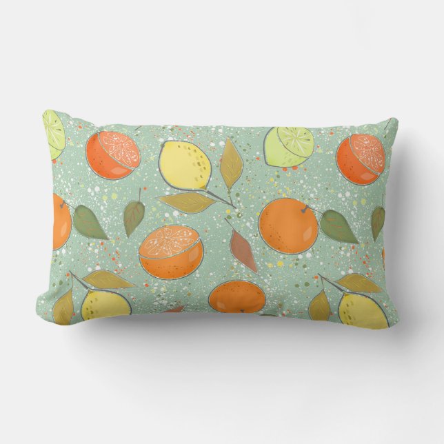 Fruit pattern with lemons, oranges lumbar cushion (Front)