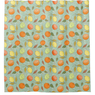Fruit pattern with lemons, oranges shower curtain