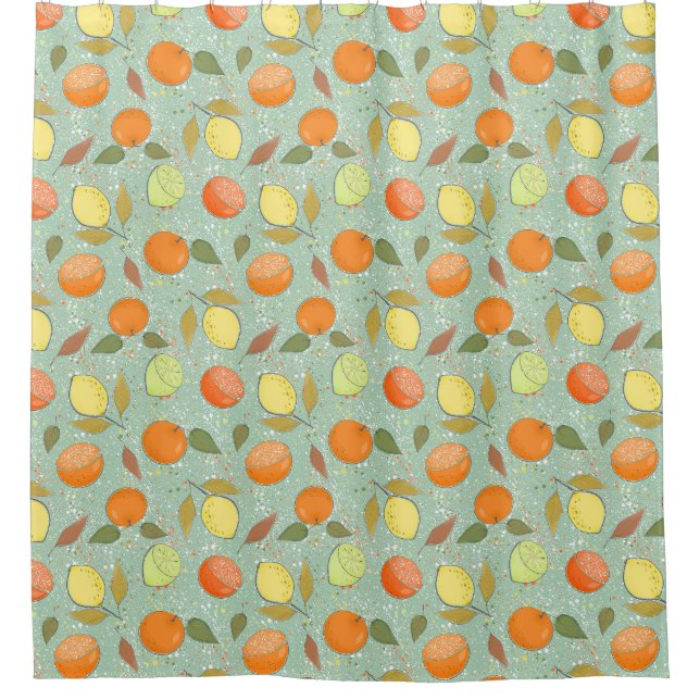 Fruit pattern with lemons, oranges shower curtain (Front)