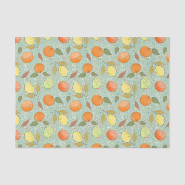 Fruit pattern with lemons, oranges tissue paper (Front)