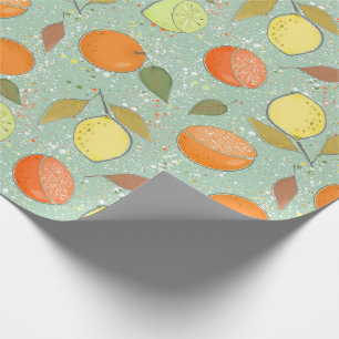 Fruit pattern with lemons, oranges wrapping paper